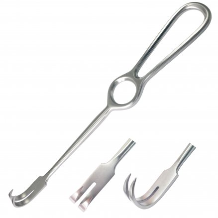 Гачок хірургічний по Kocher, L 2 зубці, гострий. Довжина 22 см